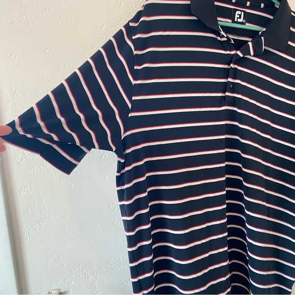 FootJoy Men's Performance Golf Polo Black White Red Stripe Size XXL - Picture 2 of 9